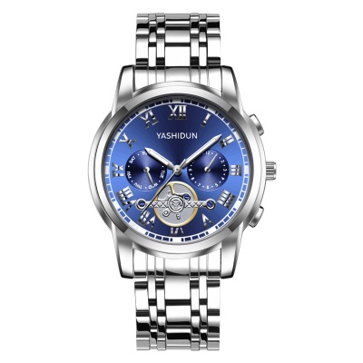 YASHIDUN montres pour les hommes faux trois yeux couronne hélicoïdale aiguilles lumineuses