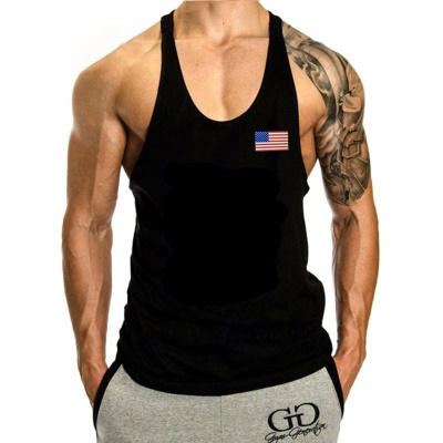 Gilet de sport pour hommes muscle fitness harnais sans manches coton