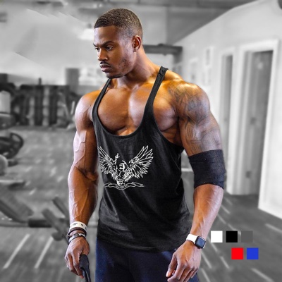 Gilet de fitness pour hommes peigné épaules grandes ailes imprimé