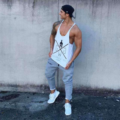 T-shirt ample sans manches en coton avec gilet en I