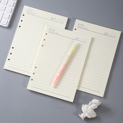 Papier A5 B5 Lignes horizontales pour papier à feuillets mobiles amovibles