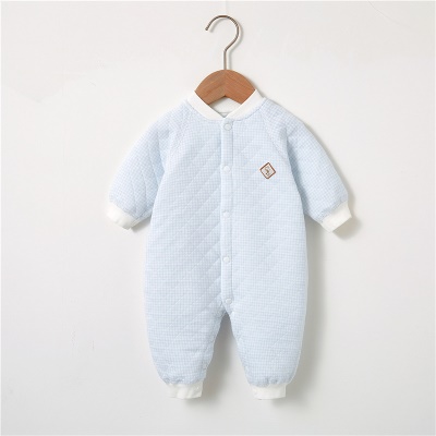 Combinaison bébé triple pince en coton pour respirer la transpiration et respirer à carreaux