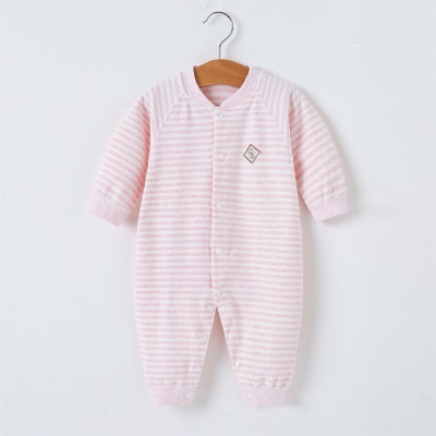 Combinaison bébé rayé simple boutonnage confortable et doux