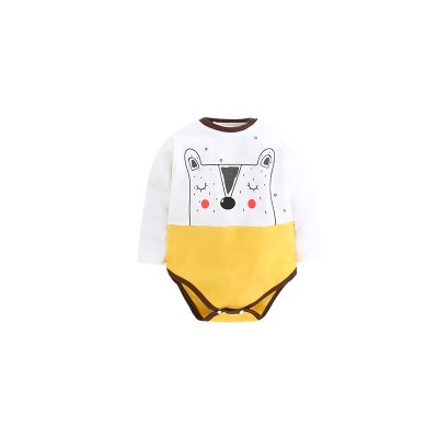 Combinaison bébé en coton cartoon imprimé patte diagonale simple boutonnage