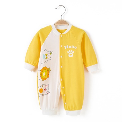 Combinaison de bébé en coton dessin animé motif bouton à l'entrejambe