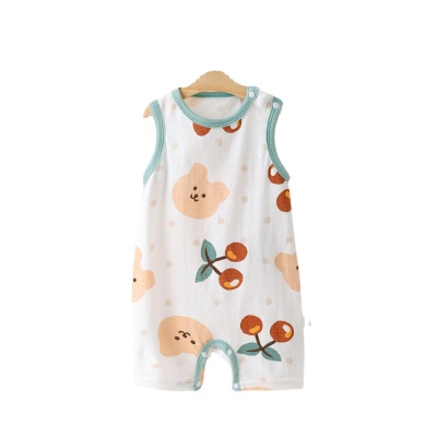 Combinaison bébé en jacquard de coton léger et respirant avec boutons d'épaule