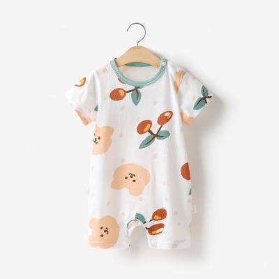 Combinaison bébé en coton jacquard avec boutons d'épaule confortables et respirants