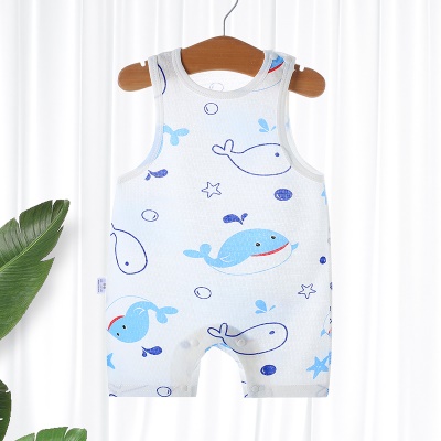Combinaison bébé en jacquard de coton léger et respirant avec boutons d'épaule