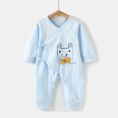 Combinaison bébé avec patte oblique en coton respirant et absorbant la transpiration