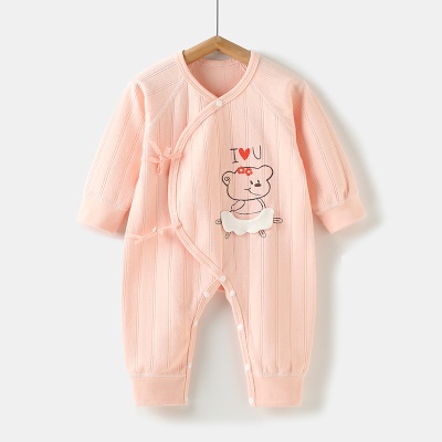 Combinaison bébé avec patte oblique en coton respirant et absorbant la transpiration