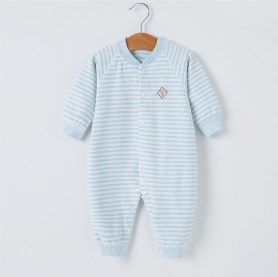 Combinaison bébé rayé simple boutonnage confortable et doux