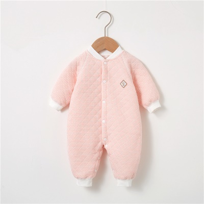 Combinaison bébé en coton confortable et doux à carreaux