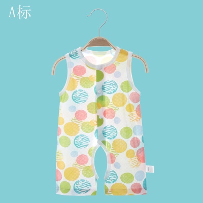 Combinaison en coton sans manches imprimée pour bébé