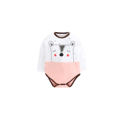 Combinaison bébé en coton cartoon imprimé patte diagonale simple boutonnage