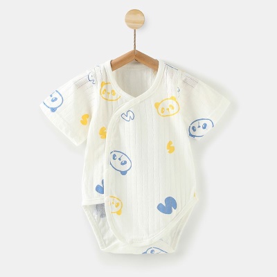 Combinaison bébé en coton avec patte diagonale et simple boutonnage Léger et respirant