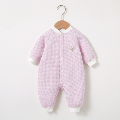 Combinaison bébé en coton confortable et doux à carreaux