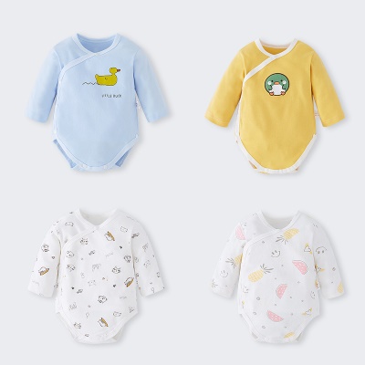 Combinaison bébé double couche de protection du ventre en coton imprimé