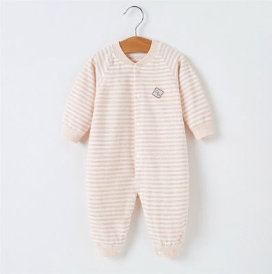 Combinaison bébé rayé simple boutonnage confortable et doux