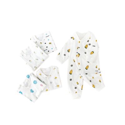 Combinaison bébé en coton imprimé simple boutonnage