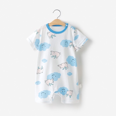 Combinaison bébé en coton jacquard avec boutons d'épaule confortables et respirants