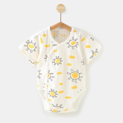 Combinaison bébé en coton avec patte diagonale et simple boutonnage Léger et respirant