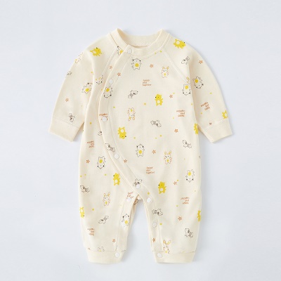 Combinaison bébé en coton patte diagonale simple boutonnage confortable et doux
