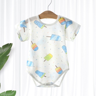 Combinaison bébé en coton maille respirante avec boutons d'épaule