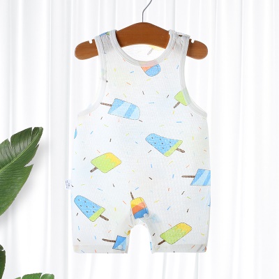Combinaison bébé en jacquard de coton léger et respirant avec boutons d'épaule