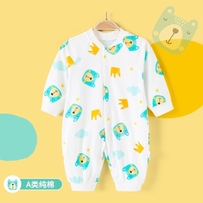 Combinaison de bébé en coton dessin animé motif bouton à l'entrejambe