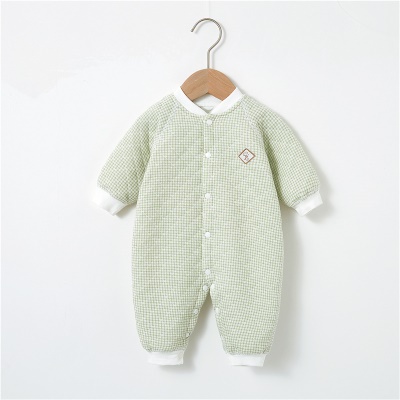 Combinaison bébé en coton confortable et doux à carreaux
