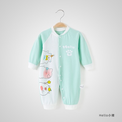 Combinaison de bébé en coton dessin animé motif bouton à l'entrejambe