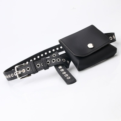 Ceinture femme petit sac banane en cuir PU noir