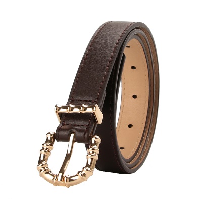Ceinture femme en alliage boucle aiguille conception concave-convexe cuir PU