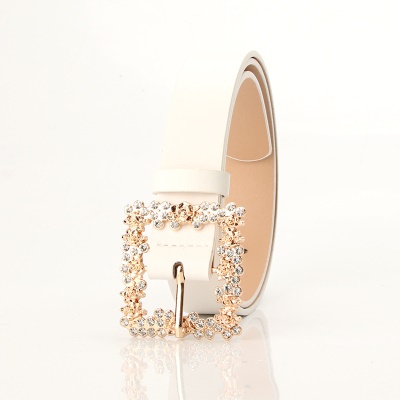 Ceinture femme sertie de diamants en alliage boucle aiguille pu cortex