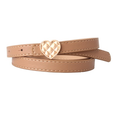 Ceinture fine pour femmes avec boucle cœur pêche petite ceinture en cuir