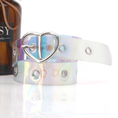 Ceinture pour femmes en forme de coeur Boucle tête éblouissante en plastique