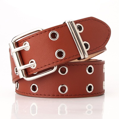 Ceinture dame double oeil d'échappement rivet décoration large ceinture