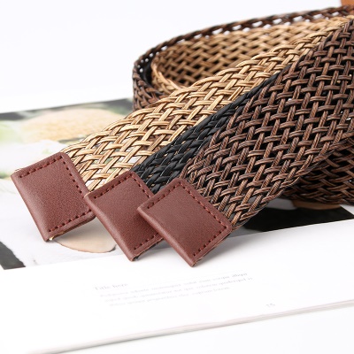 Ceinture femme tricotée rond en bois boucle aiguille