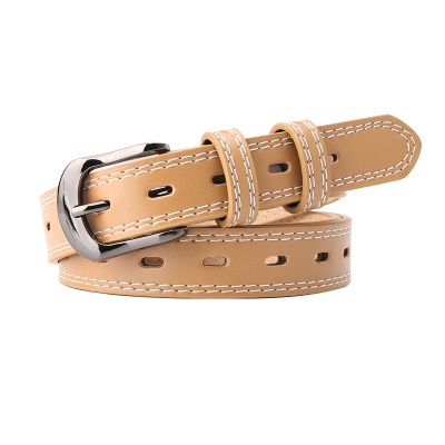 Ceinture pour femmes marchant sur le double fil décoratif ovale en cuir PU