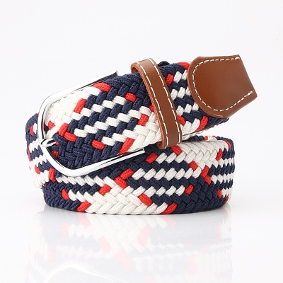 Ceinture femme tissée toile alliage boucle aiguille cuir