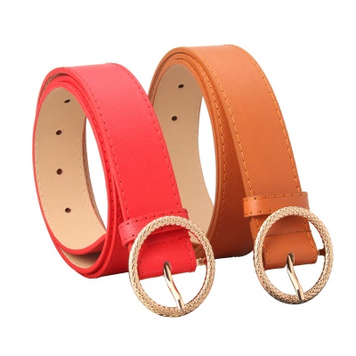 Ceinture en alliage gaufré boucle ronde pour femmes