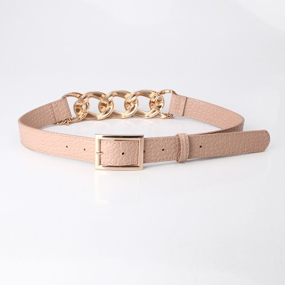 Ceinture femme chaîne chaîne en alliage aiguille boucle cuir PU