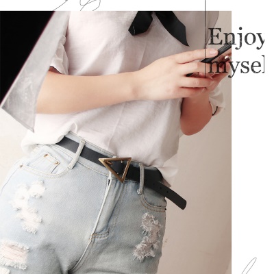 Ceinture en alliage pour femmes boucle triangle taille simple boucle cuir PU