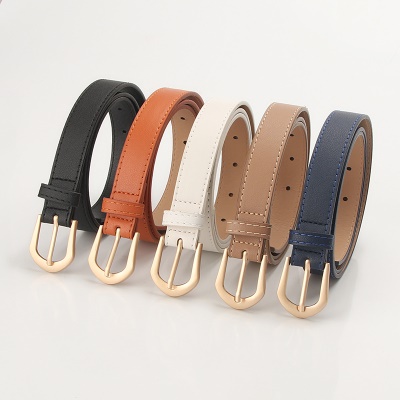 Ceinture pour femmes en alliage boucle aiguille PU ceinture fine en cuir