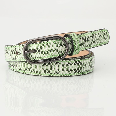 Ceinture femme serpent imprimé pu en cuir fin avec boucle Japonaise