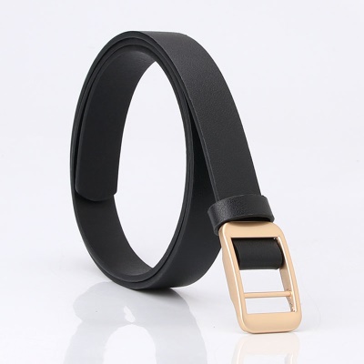 Ceinture femme en cuir PU alliage boucle tête couleur unie
