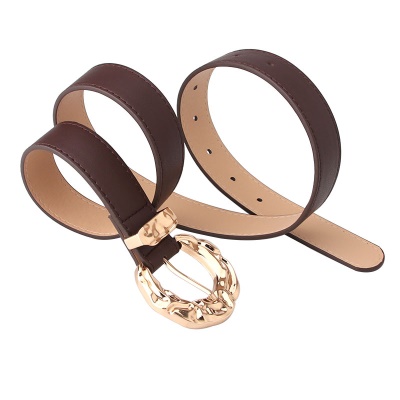 Ceinture femme boucle en métal concave-convexe boucle aiguille en cuir PU