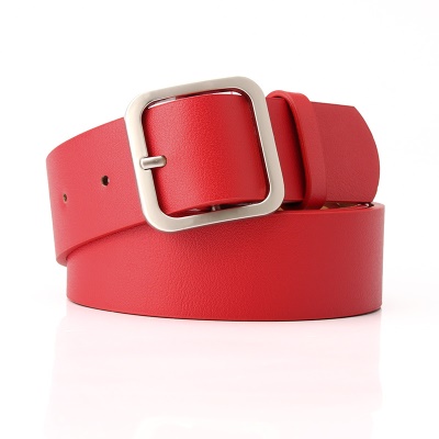 Ceinture femme avec boucle carrée tête en cuir pu