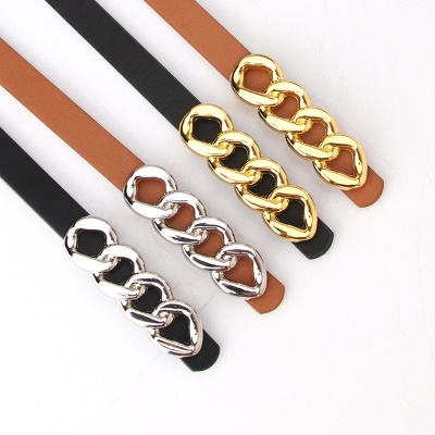 Ceinture Ladies Strap Type Plaque Boucle Ceinture en cuir mince PU