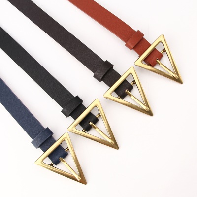 Ceinture en alliage pour femmes boucle triangle taille simple boucle cuir PU